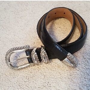 Brighton Black Leather Belt with Silver Buckle